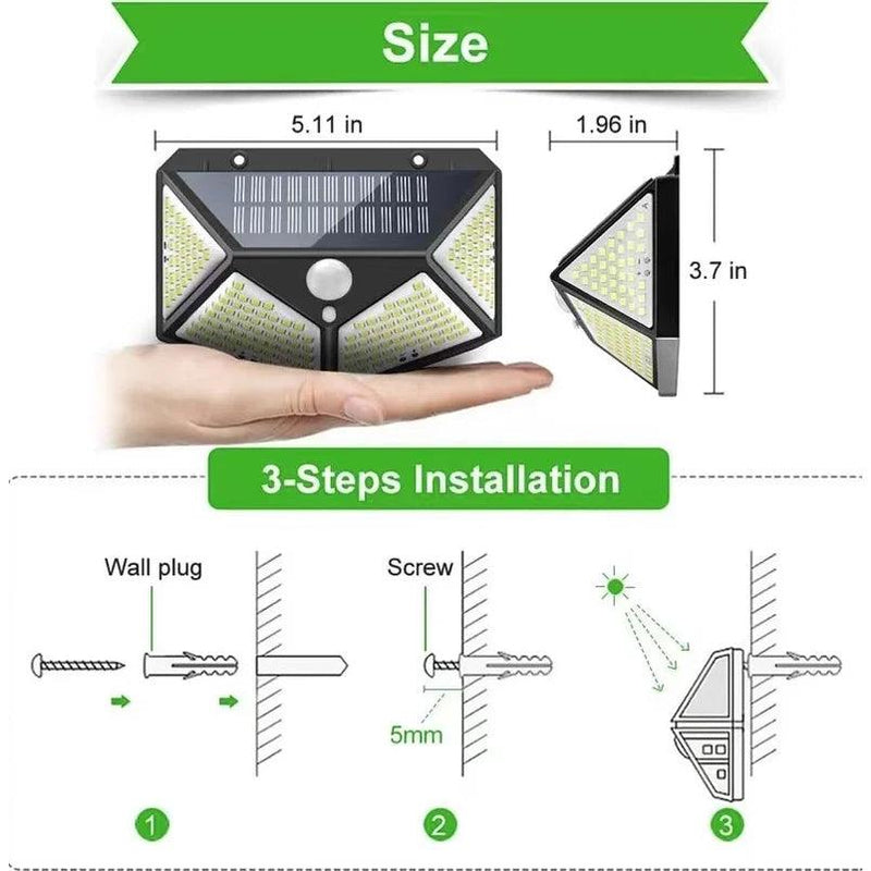 Luminária Solar de Parede Led Sensor Presença Com 3 Funções - Totalize